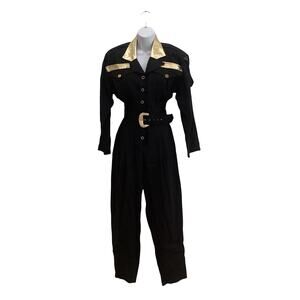 Vintage 80s Black and Gold Jumpsuit